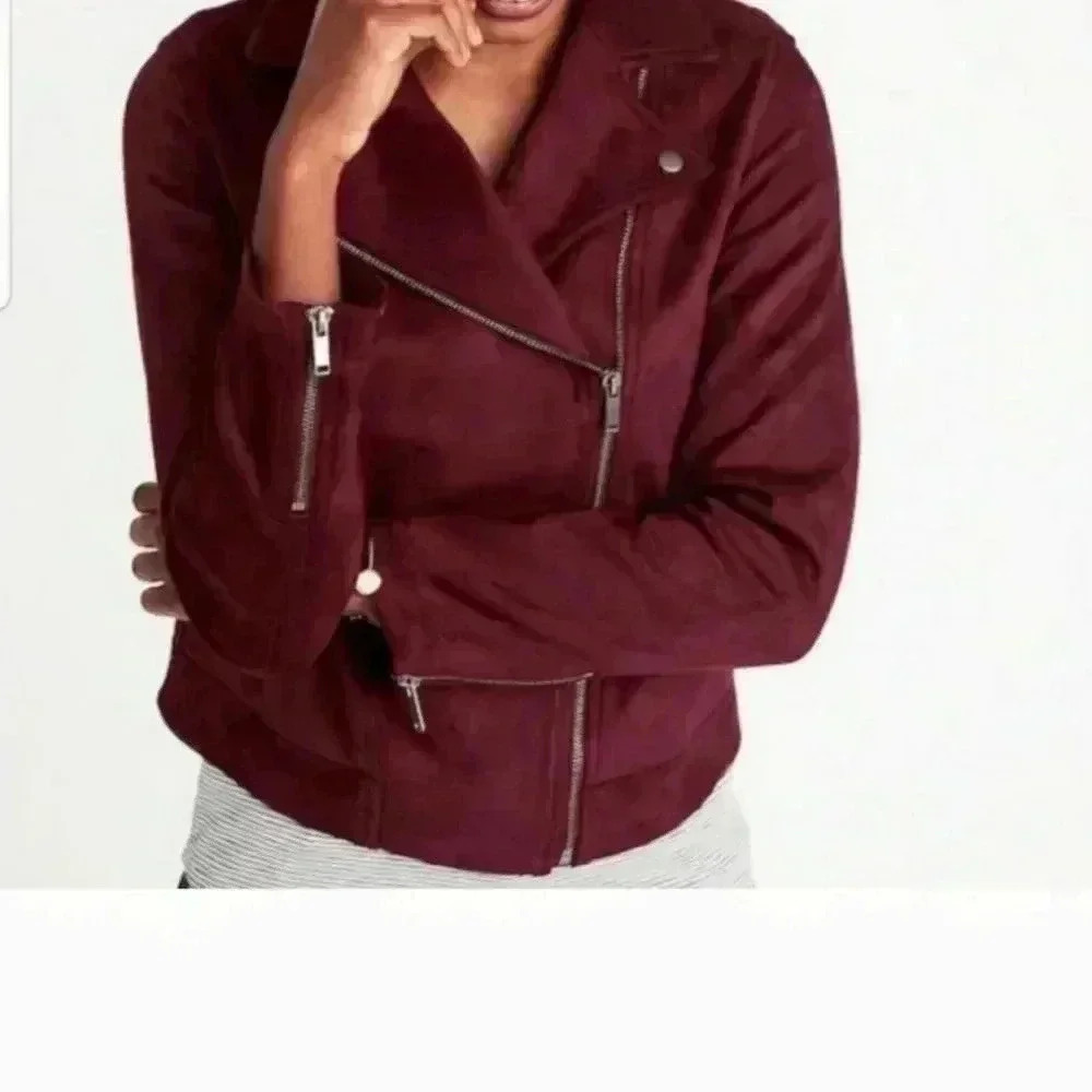 OLD NAVY medium faux suede  moto jacket, purple